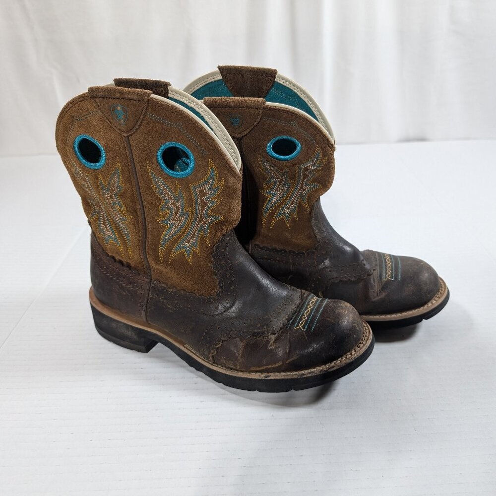 Ariat Fatbaby 6.5 Brown and Turquoise Cowgirl Western Boots Festival